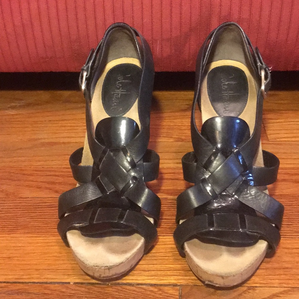 black open toe heel